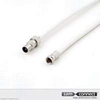 Coax RG 6 cable, IEC to F, 1.5 m, m/m