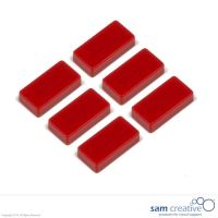Whiteboard magnet 12x24mm rectangle red (set 6)